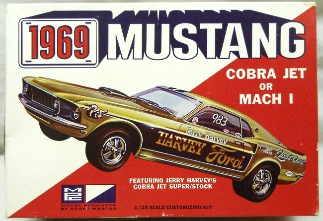 MPC 1/25 1969 Ford Mustang Mach 1 or Cobra Jet - Stock or Racing Versions, 1369-200 plastic model kit